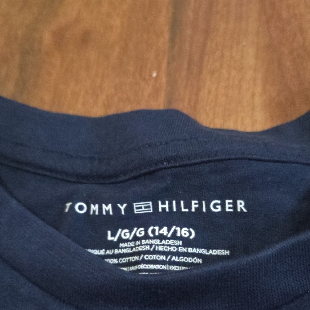 Tommy Hilfiger Logo Navy  Short Sleeve Tee BOYS SIZE 14 16 - Picture 5 of 8